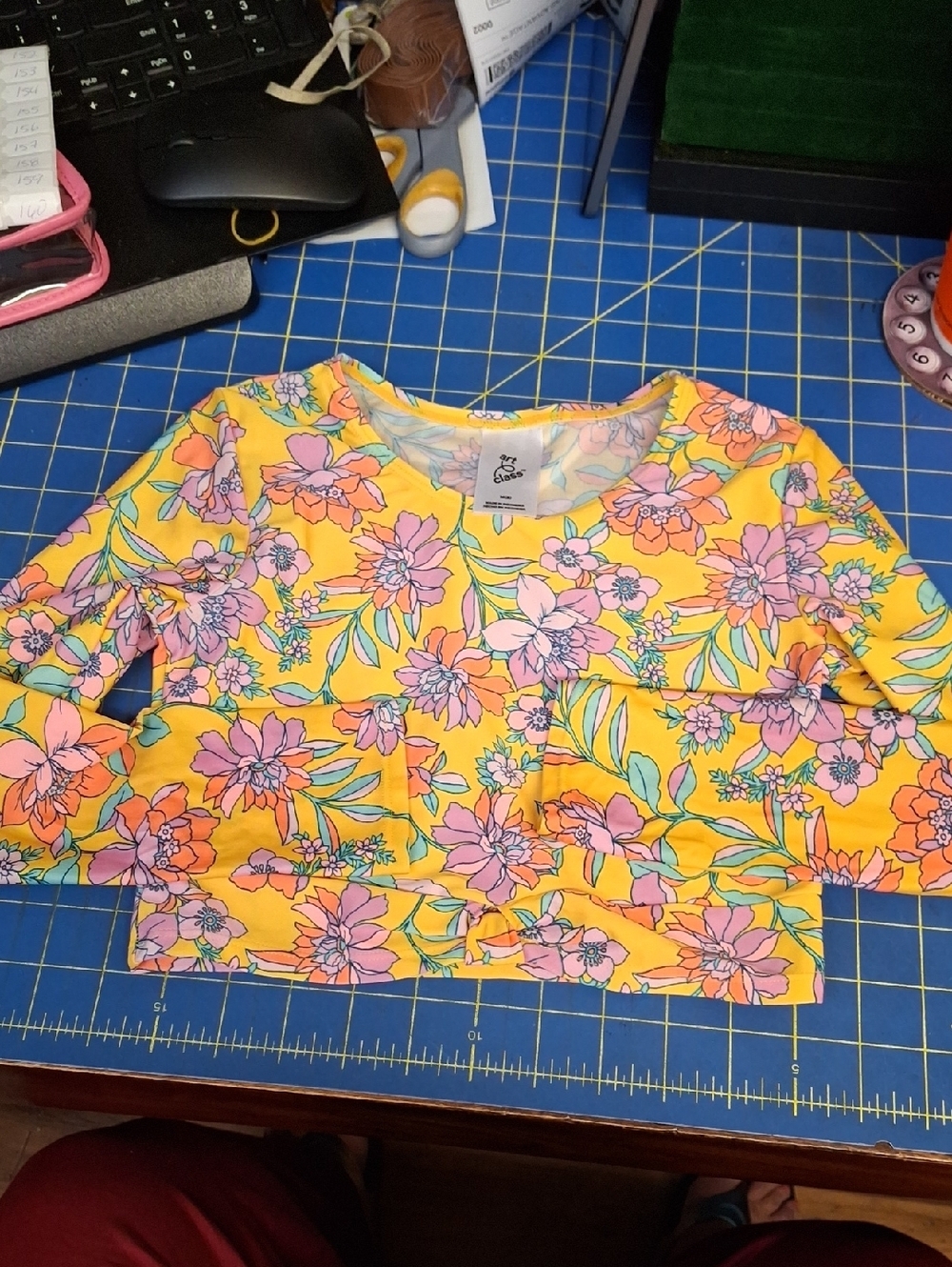 Art Class Size 8 Girls Yellow Floral Long Sleeve Top New